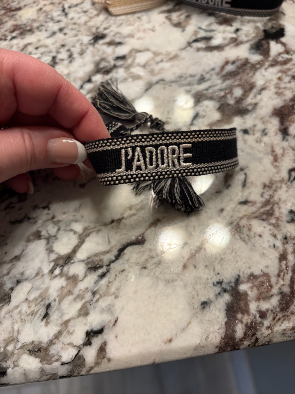 Designer Look J’adore  Woven Tassel Bracelet - Black & Cream